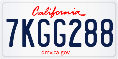 CA license plate 7KGG288
