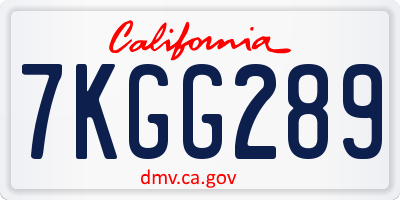 CA license plate 7KGG289