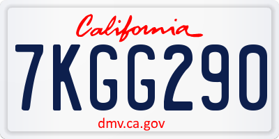 CA license plate 7KGG290