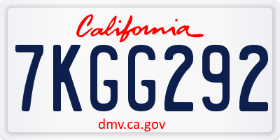 CA license plate 7KGG292