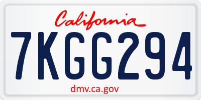 CA license plate 7KGG294