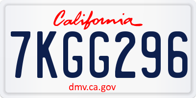 CA license plate 7KGG296