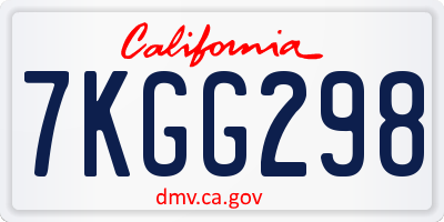 CA license plate 7KGG298
