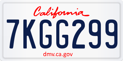 CA license plate 7KGG299