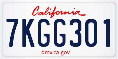 CA license plate 7KGG301
