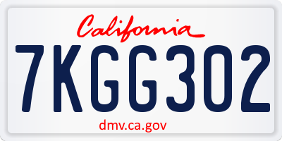 CA license plate 7KGG302