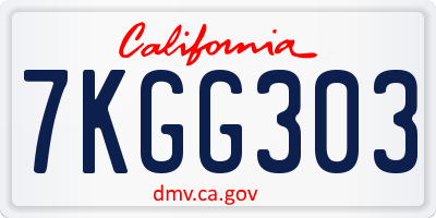CA license plate 7KGG303