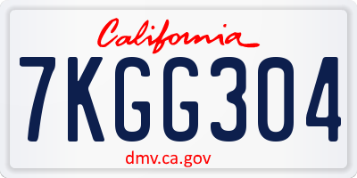 CA license plate 7KGG304