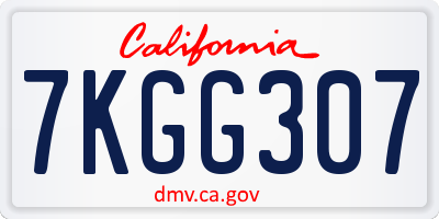 CA license plate 7KGG307