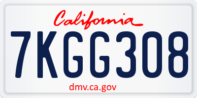 CA license plate 7KGG308