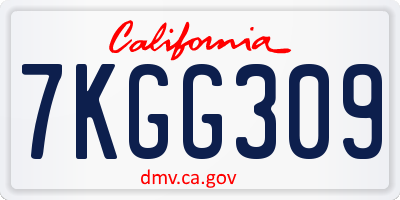 CA license plate 7KGG309