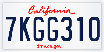 CA license plate 7KGG310