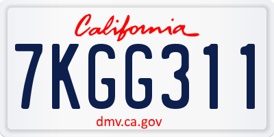 CA license plate 7KGG311