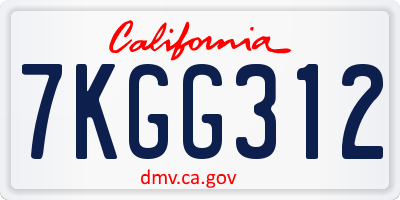 CA license plate 7KGG312