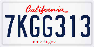 CA license plate 7KGG313
