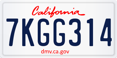 CA license plate 7KGG314