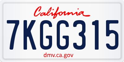 CA license plate 7KGG315