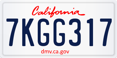 CA license plate 7KGG317