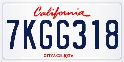 CA license plate 7KGG318