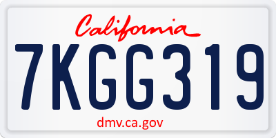CA license plate 7KGG319