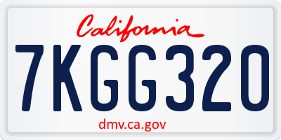 CA license plate 7KGG320