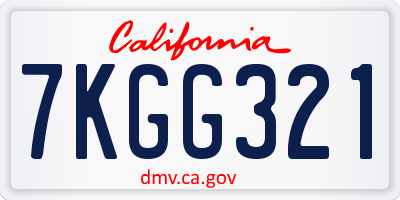 CA license plate 7KGG321