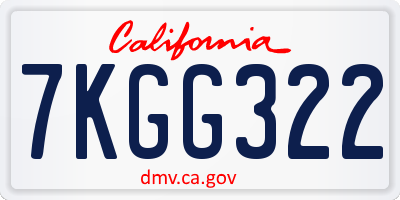 CA license plate 7KGG322
