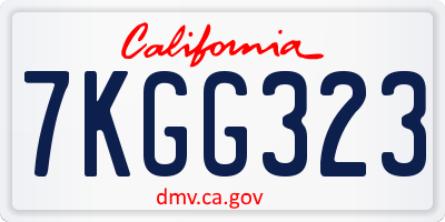 CA license plate 7KGG323
