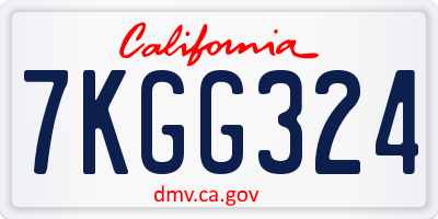 CA license plate 7KGG324