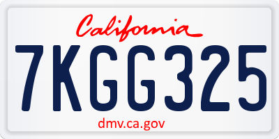 CA license plate 7KGG325