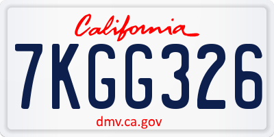 CA license plate 7KGG326