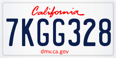 CA license plate 7KGG328