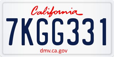 CA license plate 7KGG331
