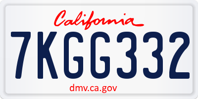 CA license plate 7KGG332