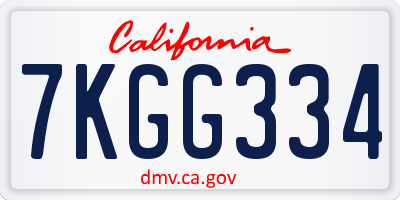 CA license plate 7KGG334