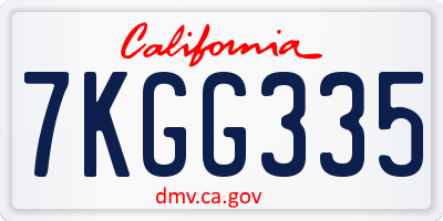 CA license plate 7KGG335