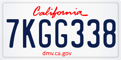 CA license plate 7KGG338