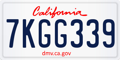 CA license plate 7KGG339