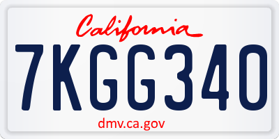 CA license plate 7KGG340