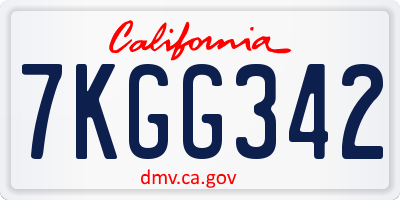 CA license plate 7KGG342
