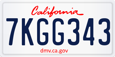 CA license plate 7KGG343