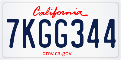 CA license plate 7KGG344