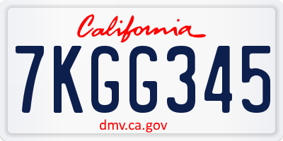 CA license plate 7KGG345