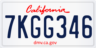 CA license plate 7KGG346