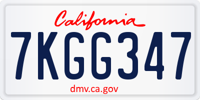 CA license plate 7KGG347