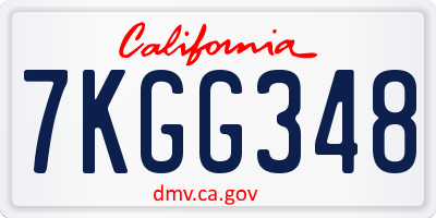 CA license plate 7KGG348