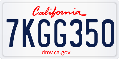 CA license plate 7KGG350