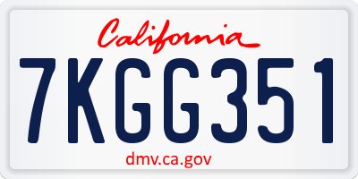 CA license plate 7KGG351