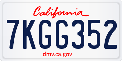 CA license plate 7KGG352
