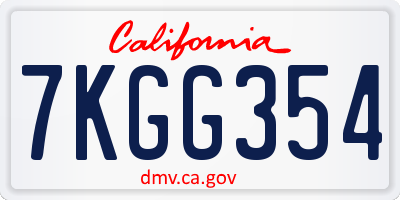 CA license plate 7KGG354